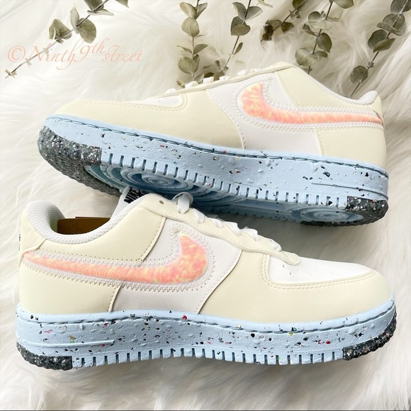 Nike Air Force 1 Crater Shoes Sneakers SAIL ORANGE COCONUT MILK VOLT - Picture 5 of 12